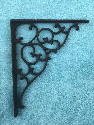 Antique Vintage Decorative Cast Iron Shelf Bracket - Ornate Brace - Industrial