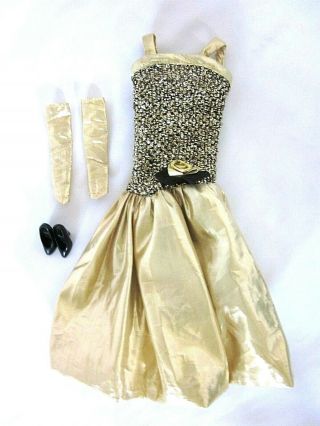 Vintage Mattel 1995 Barbie Gold Metallic Dress Ball Gown Outfit Limited Edition