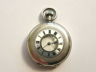 Antique - Swiss Solid Silver Half Hunter Pocket Watch - Dimier Freres & Cie - C1915