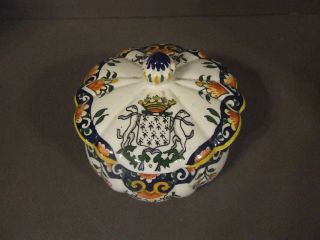 Antique French Faience Val Andre Dresser Jar W/ Lid