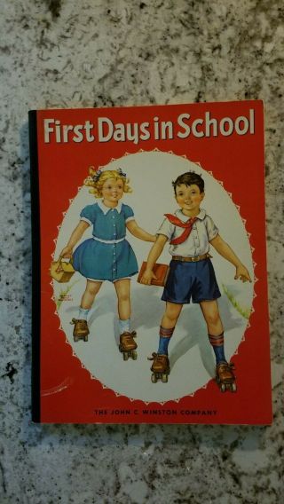 Paper Dolls,  Vintage,  First Days In School,  1942 Beginners Workbook (unmarked)