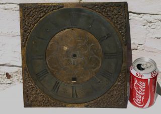 Antique Brass Or Bronze Longcase Clock Dial Face - C1720 - Tho Hutly Coggeshall