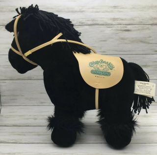 Vintage 1984 Coleco Cabbage Patch Kids Black Horse Show Pony Plush Toy Saddle