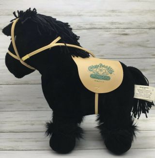 Vintage 1984 Coleco Cabbage Patch Kids Black Horse Show Pony Plush Toy Saddle 2
