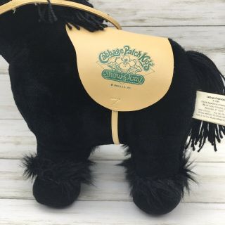 Vintage 1984 Coleco Cabbage Patch Kids Black Horse Show Pony Plush Toy Saddle 4