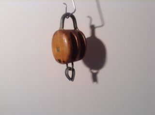 French Wooden Double Pulley - Ships Nautical,  Industrial Salvage (2794)