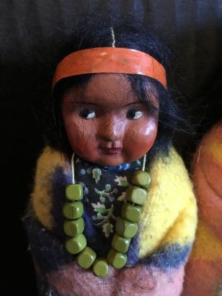 Two Vintage Skookum Bully Good Native American Indian Dolls,  6 1/2 