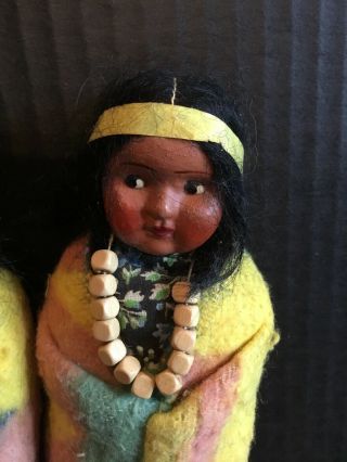Two Vintage Skookum Bully Good Native American Indian Dolls,  6 1/2 