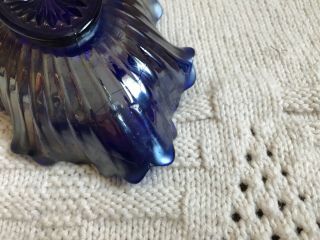 Antique Purple Iridescence PANSY Carnival Glass Pickle Dish 5