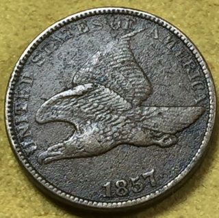 Antique Us Coin 1857 Flying Eagle One Cent Photo Not Enhanced Looks Good