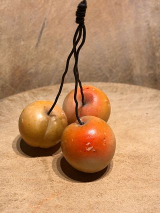 Early Vintage Antique Italian Alabaster Stone Fruit Royal Ann White Red Cherries