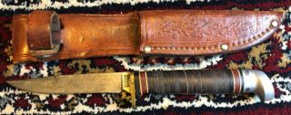 Vintage Western Boulder Fixed Blade Knife L48b W/leather Sheath Hunting