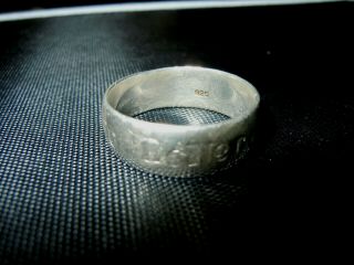 Antique Sterling Silver Size 9 1/2 Heavy " For Better Or Worse " Quote Band Ring