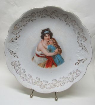 Colonial Pottery Co Portrait Plate " Madame Lebrun And Her Daughter " Antique