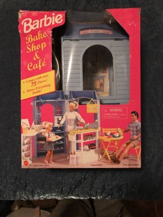 Vintage 1998 Barbie Doll Bake Shop And Cafe Playset - Euc