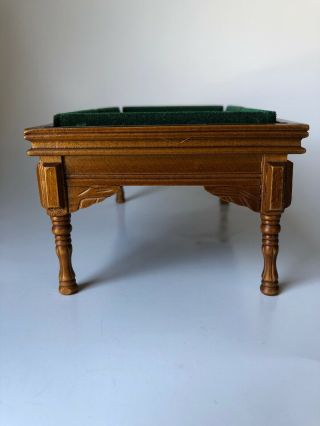 Dollhouse Miniature Pool Table Walnut Finish Green Felt 1/12 Scale Game Room 3