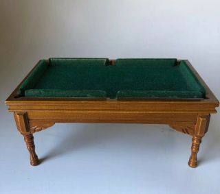 Dollhouse Miniature Pool Table Walnut Finish Green Felt 1/12 Scale Game Room 4