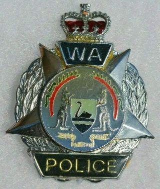 Antique Obsolete Western Australia Police Badge Uniform Hat Maker Stamp On Back
