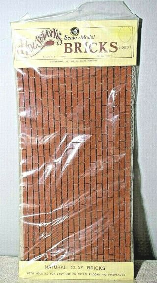 Houseworks Scale Model Natural Clay Bricks 8201 Mesh Mounted 1:12 Scale Vintage