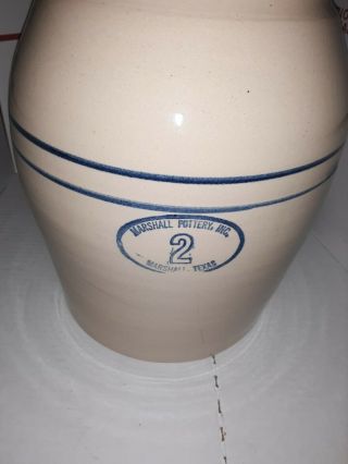 Marshall Pottery 2 Gallon Stoneware Butter Churn & Lid No Dasher 11 5/8 X 7 1/2 "