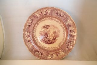 Antique Canova Stone Ware Mulberry Transfer Salad Plate Urn Canal