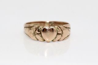 A Fine Antique Edwardian C1904 9ct Rose Gold Love Heart Sweetheart Ring 13385
