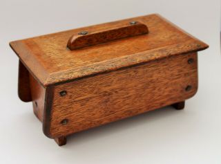 Antique Arts And Crafts Wooden Box - Trinket / Cigar Box