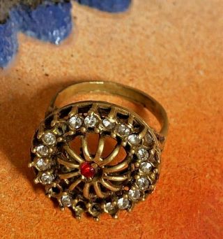 Wonderful Ancient Antique Roman Ring Bronze With Stones Magnificent Artifact