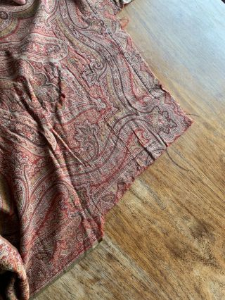 Antique Paisley Hand Woven Wool Coverlet 62” X 126” Craft Cutter 3