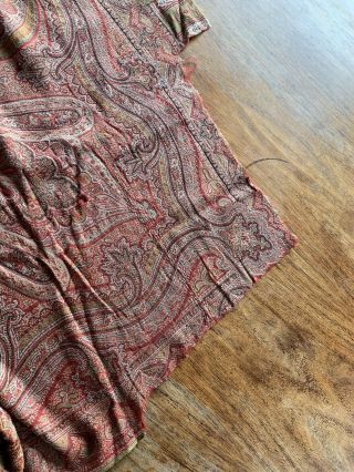 Antique Paisley Hand Woven Wool Coverlet 62” X 126” Craft Cutter 4