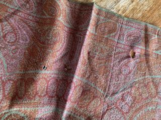 Antique Paisley Hand Woven Wool Coverlet 62” X 126” Craft Cutter 6
