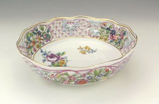 Antique Meissen Dresden Porcelain Hand Painted Flowers Pierced Bowl - Lovely 4