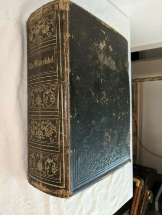 Antique Volks Bilderbibel Dr Martin Luther German Bible 1858