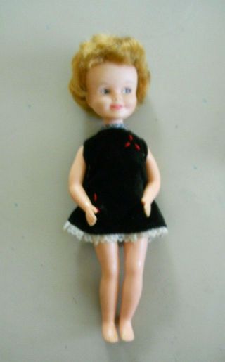 Vintage 1963 Penny Brite Deluxe Reading Doll Wearing Princess Japan Dress Black