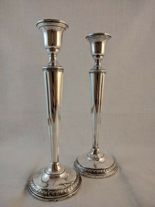 Vintage Sterling Silver Columbia Weighted Candlesticks Candle Holder 9 3/4 " Tall