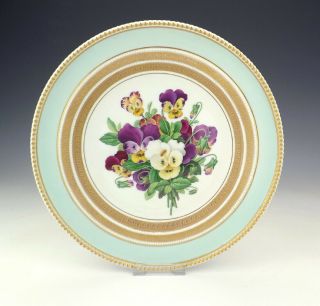 Antique Kpm Berlin Porcelain - Hand Painted Flower Decorated Cabinet Plate