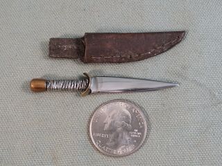 Miniature Knife,  Custom Made Dagger,  Ed Spragg,  Wire Wrapped Handle,  Leather Sheath