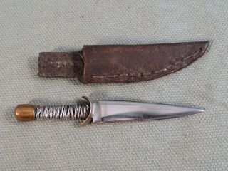 Miniature Knife,  Custom Made Dagger,  Ed Spragg,  Wire Wrapped Handle,  Leather Sheath 2
