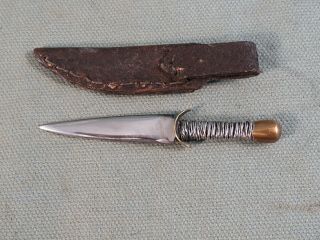 Miniature Knife,  Custom Made Dagger,  Ed Spragg,  Wire Wrapped Handle,  Leather Sheath 3