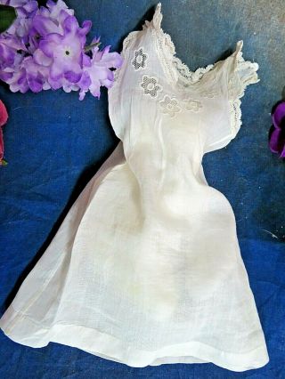 ANTIQUE French BEBE doll clothes CHEMISE handmade BATISTE lace CUT WORK fit 16 
