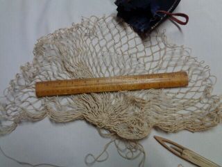 Antique Hand Made Wooden Weaving Netting Shuttle Tool 5