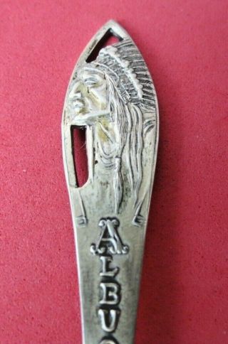 Indian Chief Albuquerque,  Nm Sterling Silver Souvenir Spoon 5 5/8 " By Bell