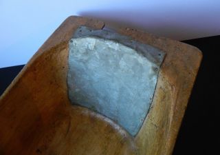 Antique Primitive Hand Carved Wooden Dough Bowl with Old Repairs 5