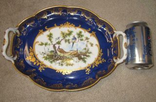 Antique 19th Century French SEVRES Style Bleu Nouveau Ground Tray 8