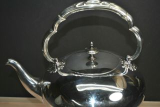 SILVER PLATE 4 PINT TEAPOT 1800 ' S WITH REMOVABLE POT AND UNDERBURNER 2