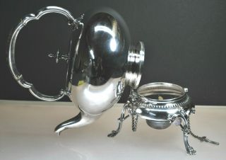 SILVER PLATE 4 PINT TEAPOT 1800 ' S WITH REMOVABLE POT AND UNDERBURNER 8