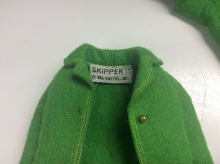 Vintage 1960s Barbie Skipper Town Togs 1922 Complete Green Felt Outfit - 3