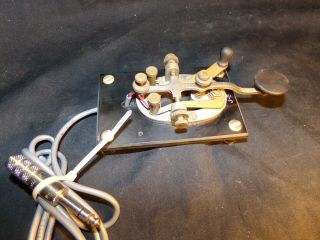 Vintage/antique J - 38 Cw Morse Code Telegraph Straight Key W\ Plug Ham Amateur