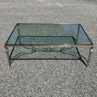 Antiqued Silver Leaf Frame Designer Coffee Table As - Is No Glass
