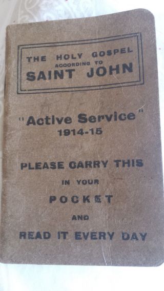 Antique Ww1 Gospel St John Soldiers Prayer Booklet - Active Service 1914 - 16